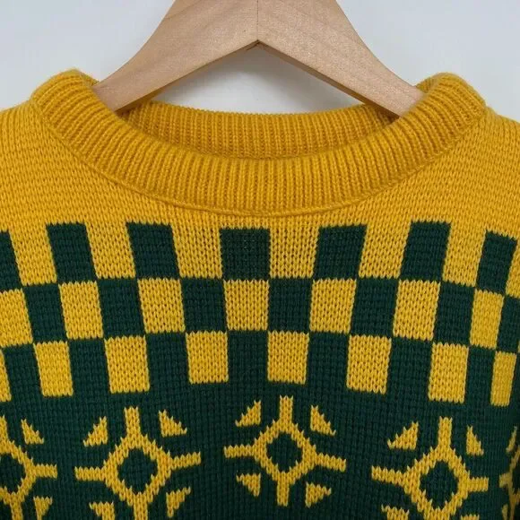 Vintage 100% Worsted Wool Sweater Size M L Peerless Richards Greenwich Ski Moto - Picture 4 of 10